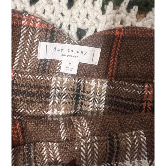 Women’s Day to Day Brown and Orange Preppy Plaid button down mini skirt M - Picture 6 of 6